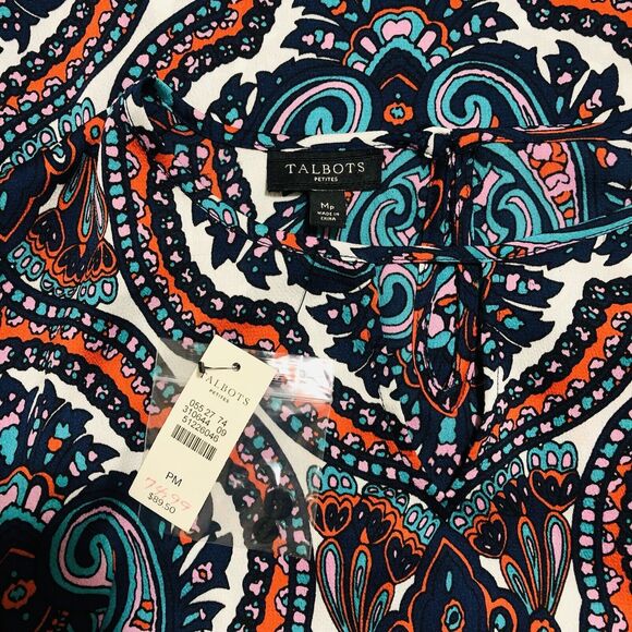 Talbots NEW Paisley Long Sleeve Blouse - Picture 6 of 7